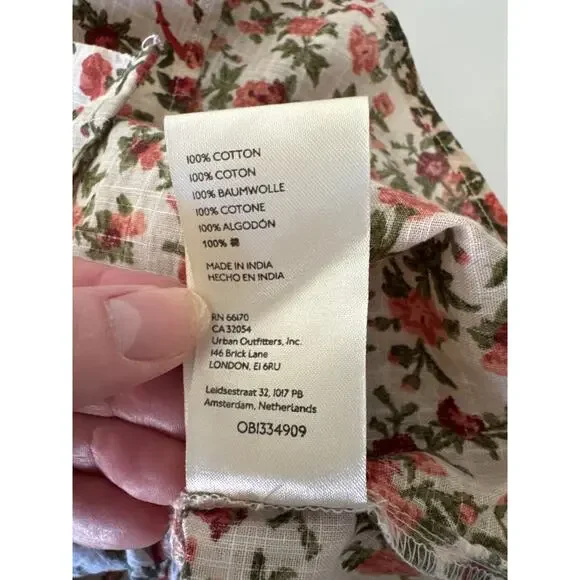 FREE PEOPLE Meant to Be Blouse Vintage Combo Boho Floral  Puff Sleeve SMALL - Picture 11 of 12